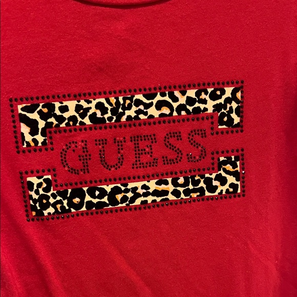 GUESS Red y2k leopard Tee with sparkles - Picture 3 of 4